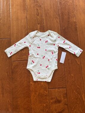 NWT Size 0-3 months Wonder Nation Cream Cherry Print Long-Sleeve One-Piece
